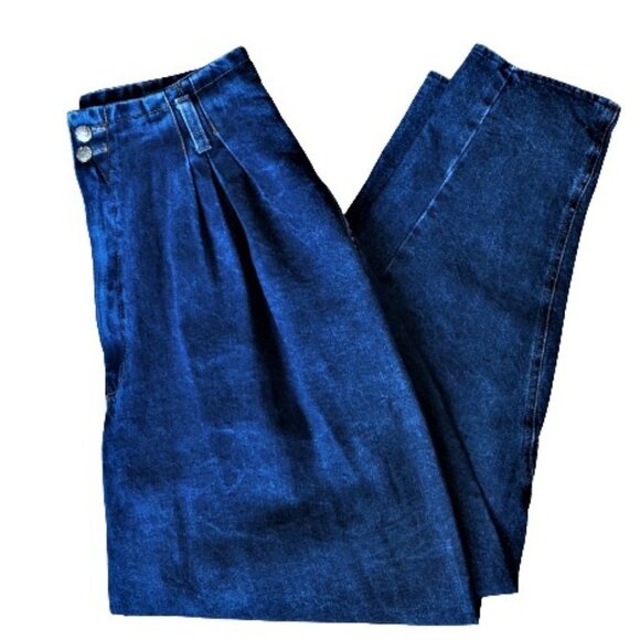 Vintage 90s very high waist baggie studs & zippers embelished denim jeans pants - Picture 1 of 16